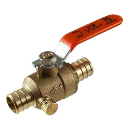 SHARKBITE-CASH ACME 0.75 x 0.75 in. Brass Barb Ball Valve with Drain 122695